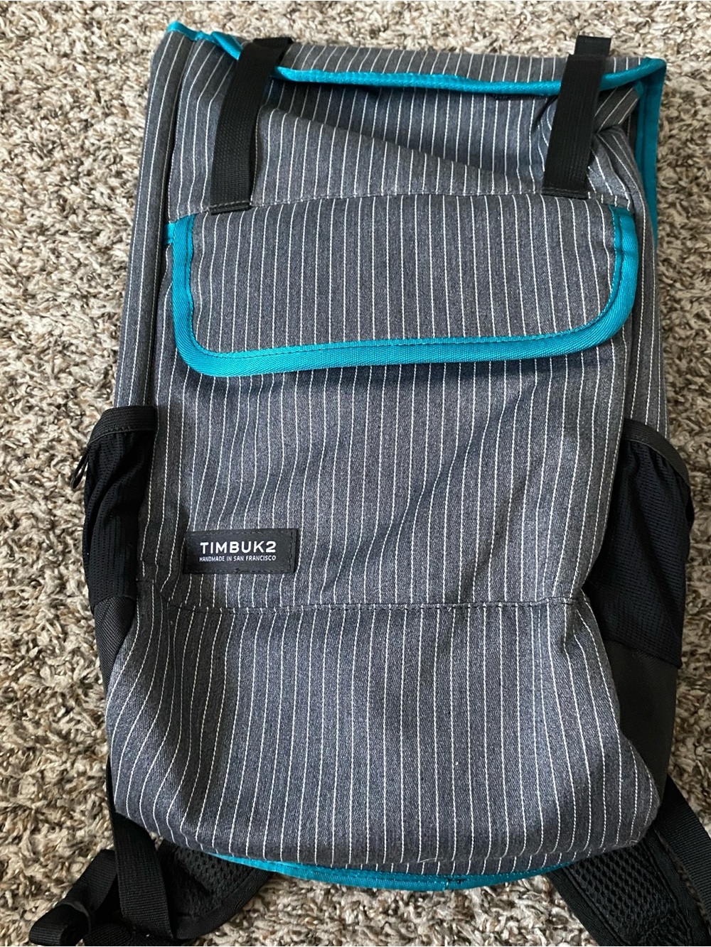 TIMBUK2 Prospect Backpack Gray Teal Daypack Hiking Travel Roll Top Laptop